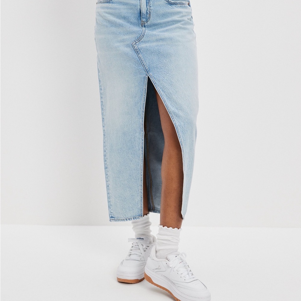 AE Dreamy Drape Low Rise Slit Maxi Skirt